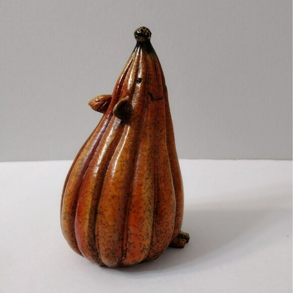 Pumpkin Gourd-Shape Hedgehog or Mouse Figurine, 5" Orange Resin Animal Statue - Picture 2 of 9